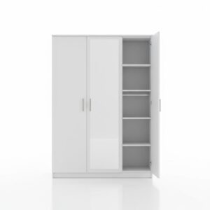 Wardrobe 3-Door with Mirror White