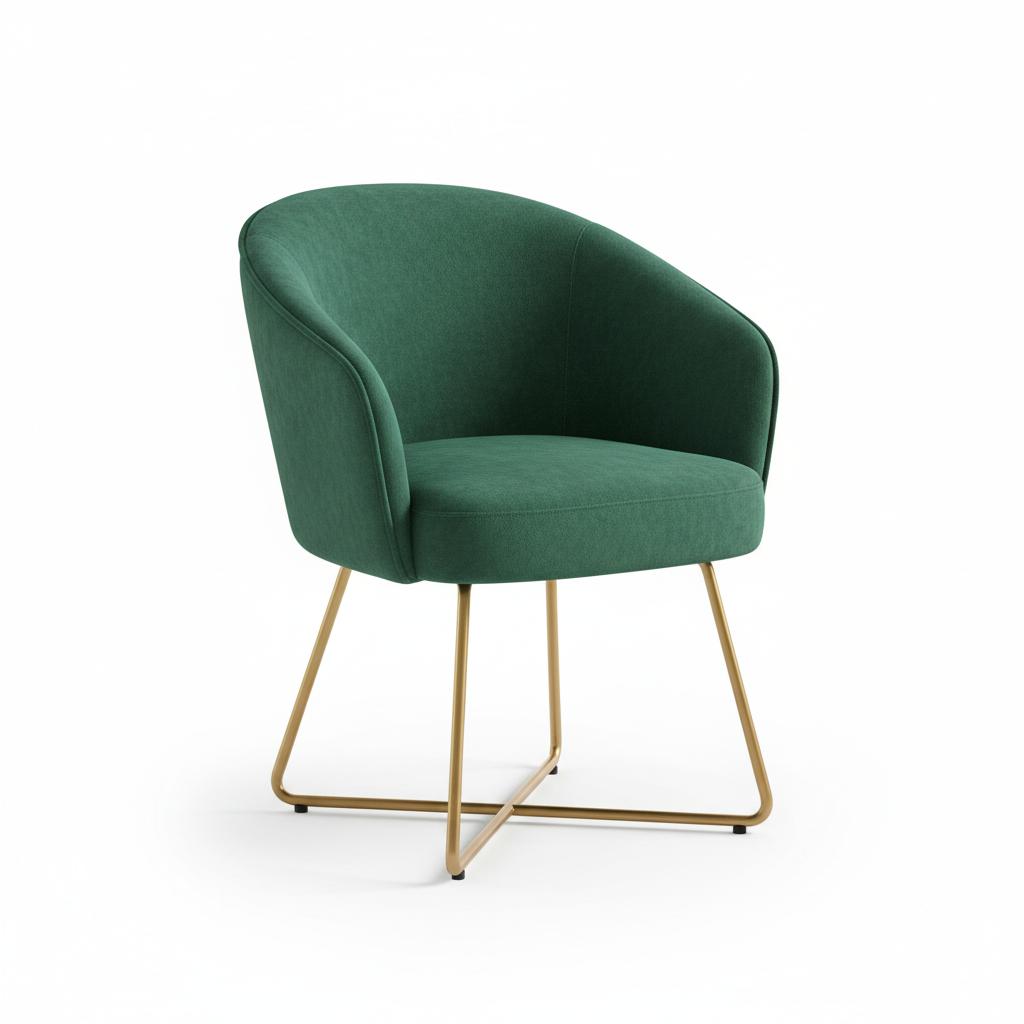 Modern Velvet Accent Chair - Emerald Green